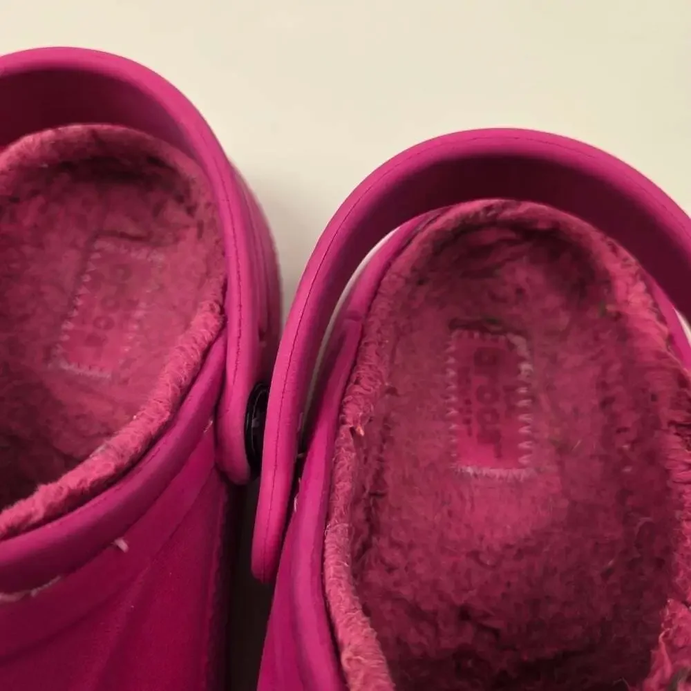 Crocs Kids Pink Baya Lined Clogs Shoes Size J1